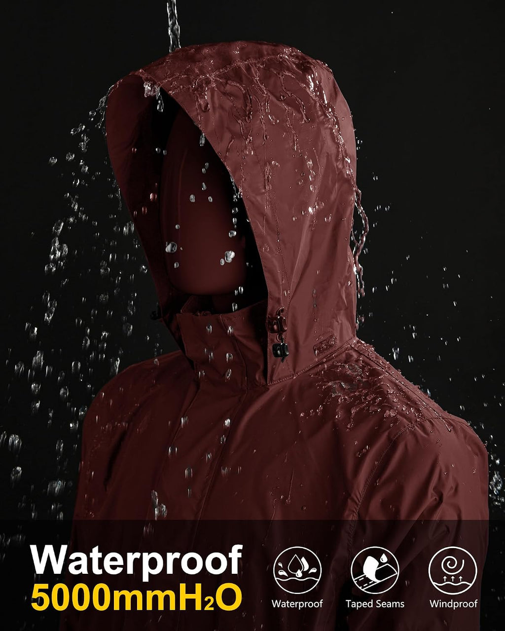 33,000ft Men's Packable Rain Jacket Lightweight Waterproof Golf Raincoat