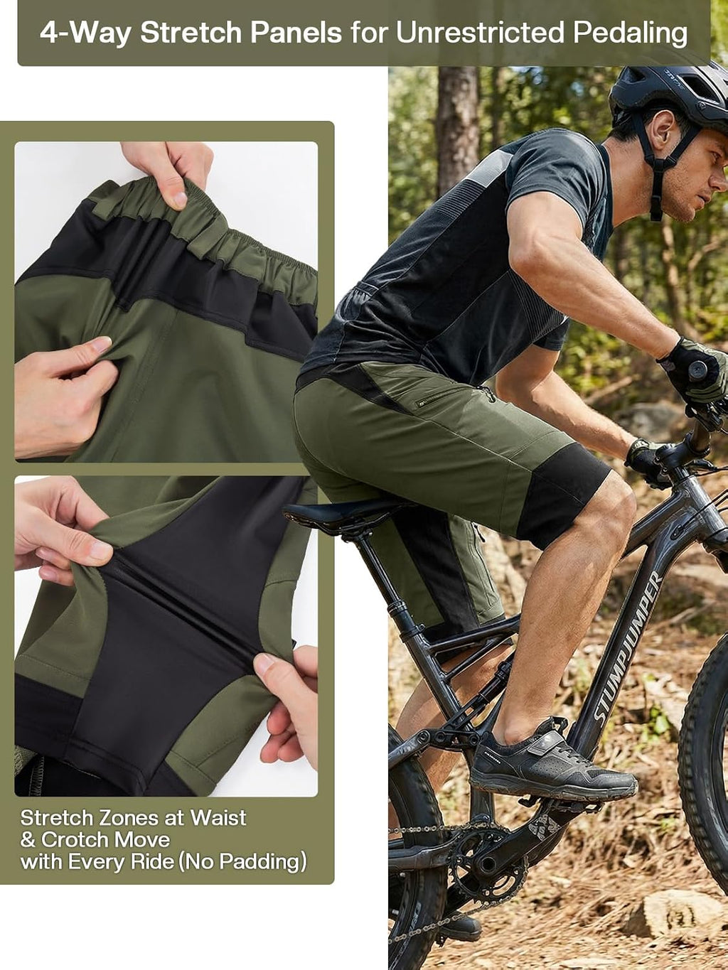 ARSUXEO Men's Loose Fit Cycling Shorts Mountain Bike Shorts Water Ressistant 1903