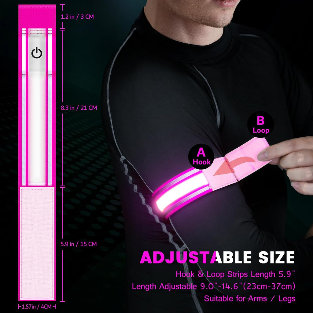 Fokia Kunbio Light Up LED Armband for Running Walking at Night,Reflective Arm Bands for Runners,Rechargeable Jogging Lights,High Visibility Night Running Safety Gear Adjustable Running Women Men Kids