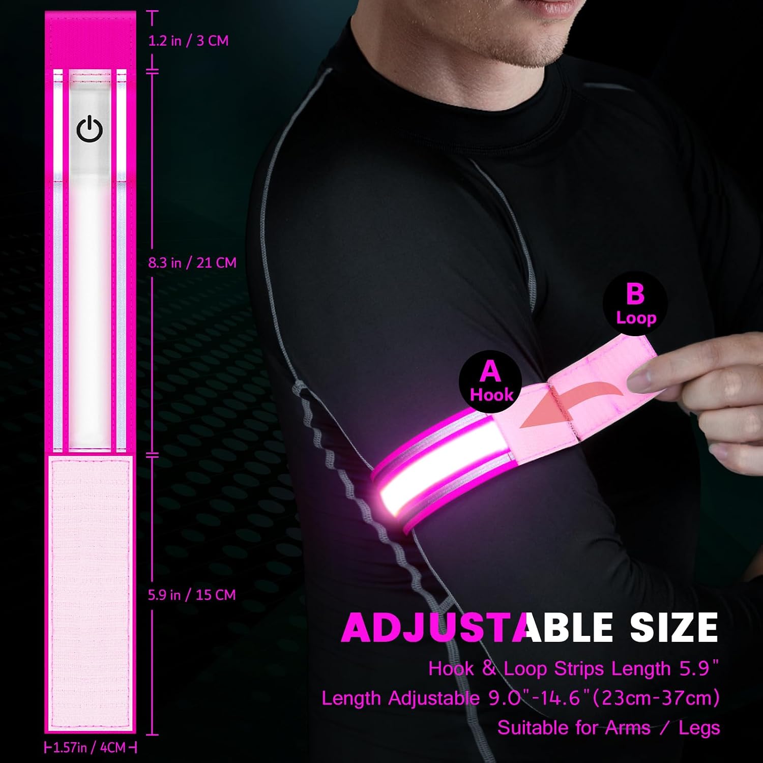 Fokia Kunbio Light Up LED Armband for Running Walking at Night,Reflective Arm Bands for Runners,Rechargeable Jogging Lights,High Visibility Night Running Safety Gear Adjustable Running Women Men Kids