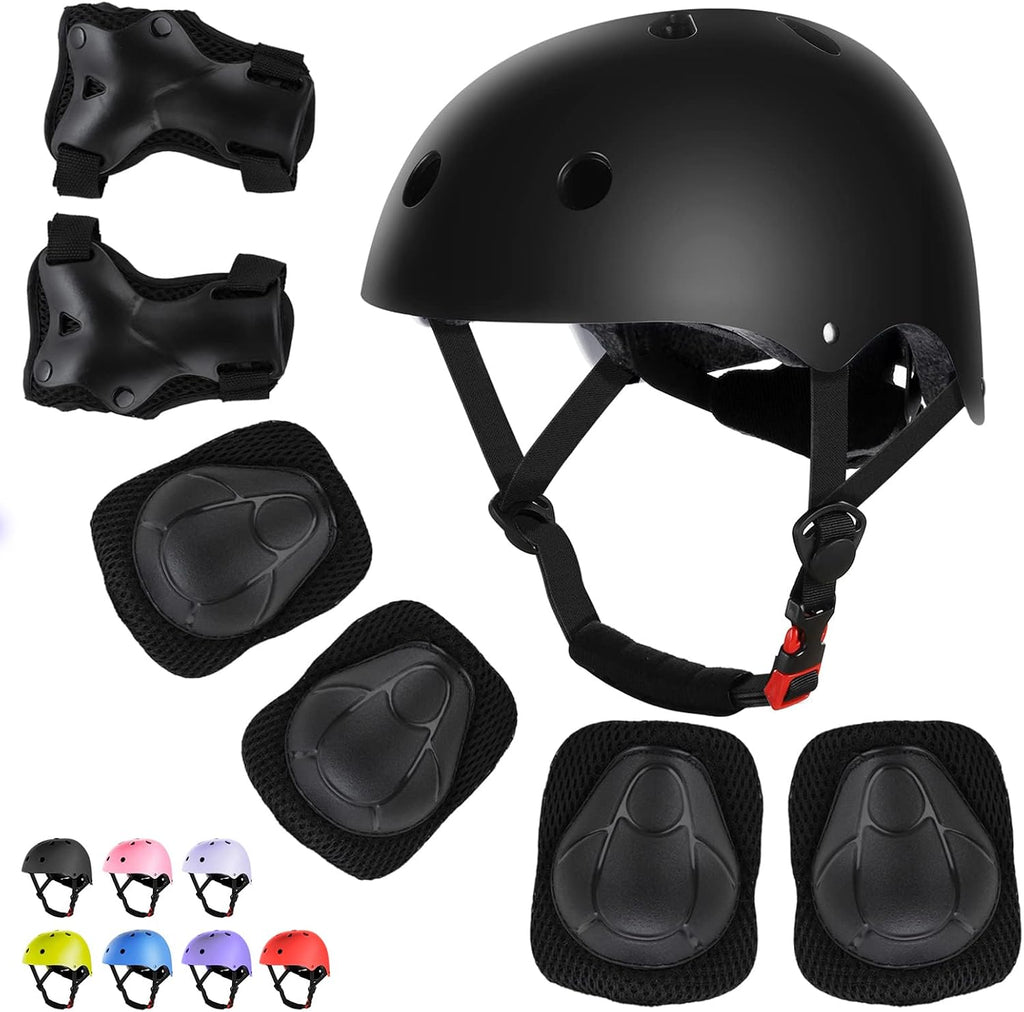 WayEee Kids Bike Helmet Set Knee Pads Adjustable Protective Gear, 3-14 Age
