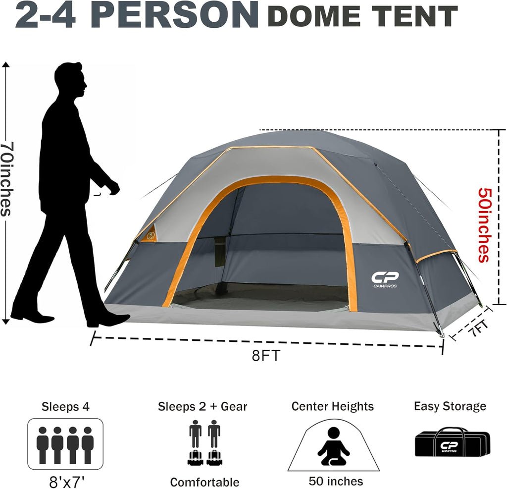 CAMPROS CP Tents for Camping 2/4/6 Person, Waterproof Windproof Dome Tent