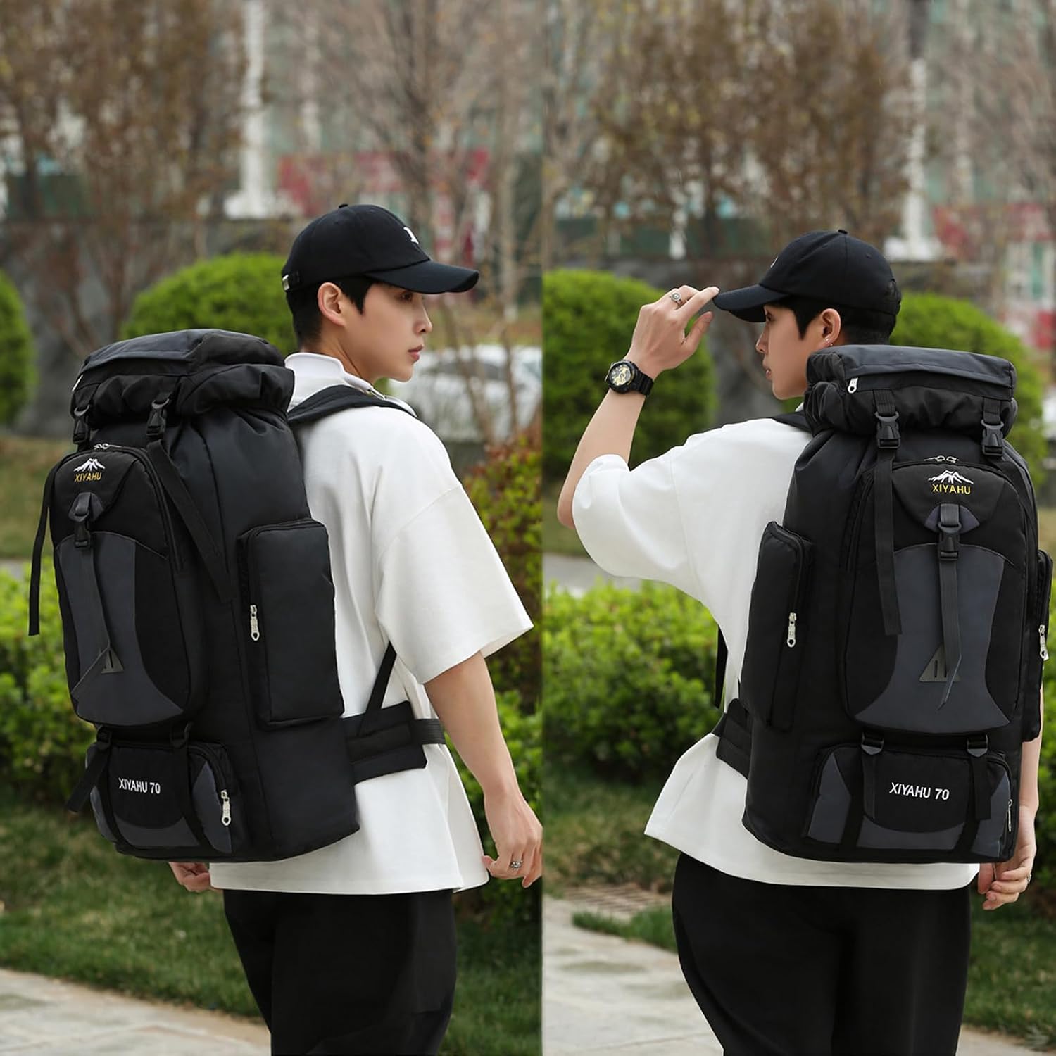 Lawaia 70L Hiking Backpack Large Camping Pack Backpacking Bag Rucking Backpacks Outdoor Trekking Travel Rucksack for Men Women-Black
