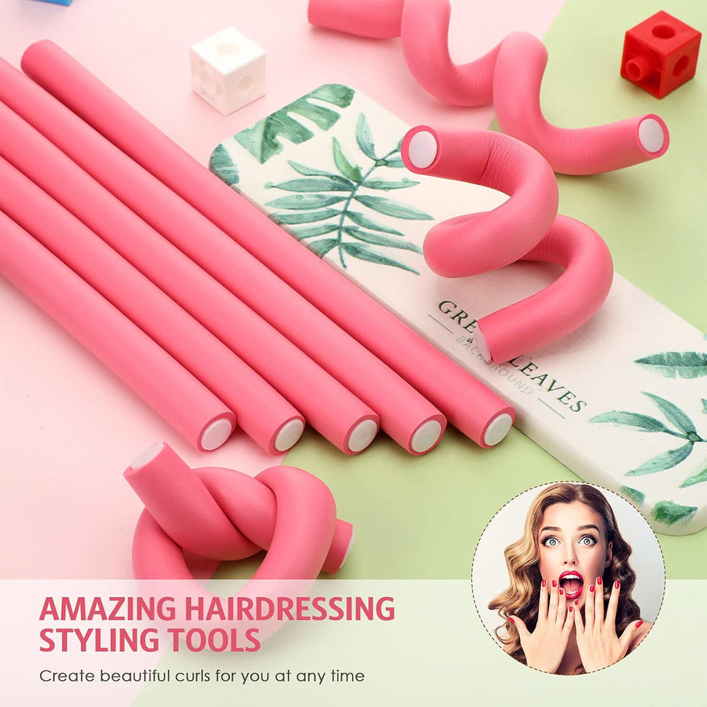 Tigeen 96 Pieces Flexible Curling Rods 9.45 Inch Soft Twist Foam Hair Curling Rollers No Heat Hair Rods Rollers with 2 Pieces Rat Tail Comb(Multi Size,Multi Color)