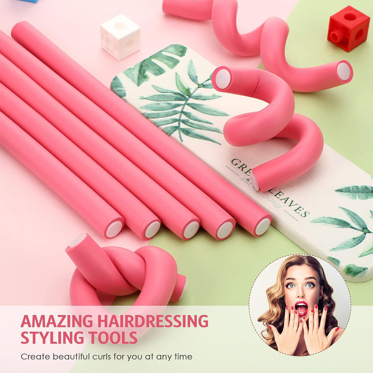 Tigeen 96 Pieces Flexible Curling Rods 9.45 Inch Soft Twist Foam Hair Curling Rollers No Heat Hair Rods Rollers with 2 Pieces Rat Tail Comb(Multi Size,Multi Color)