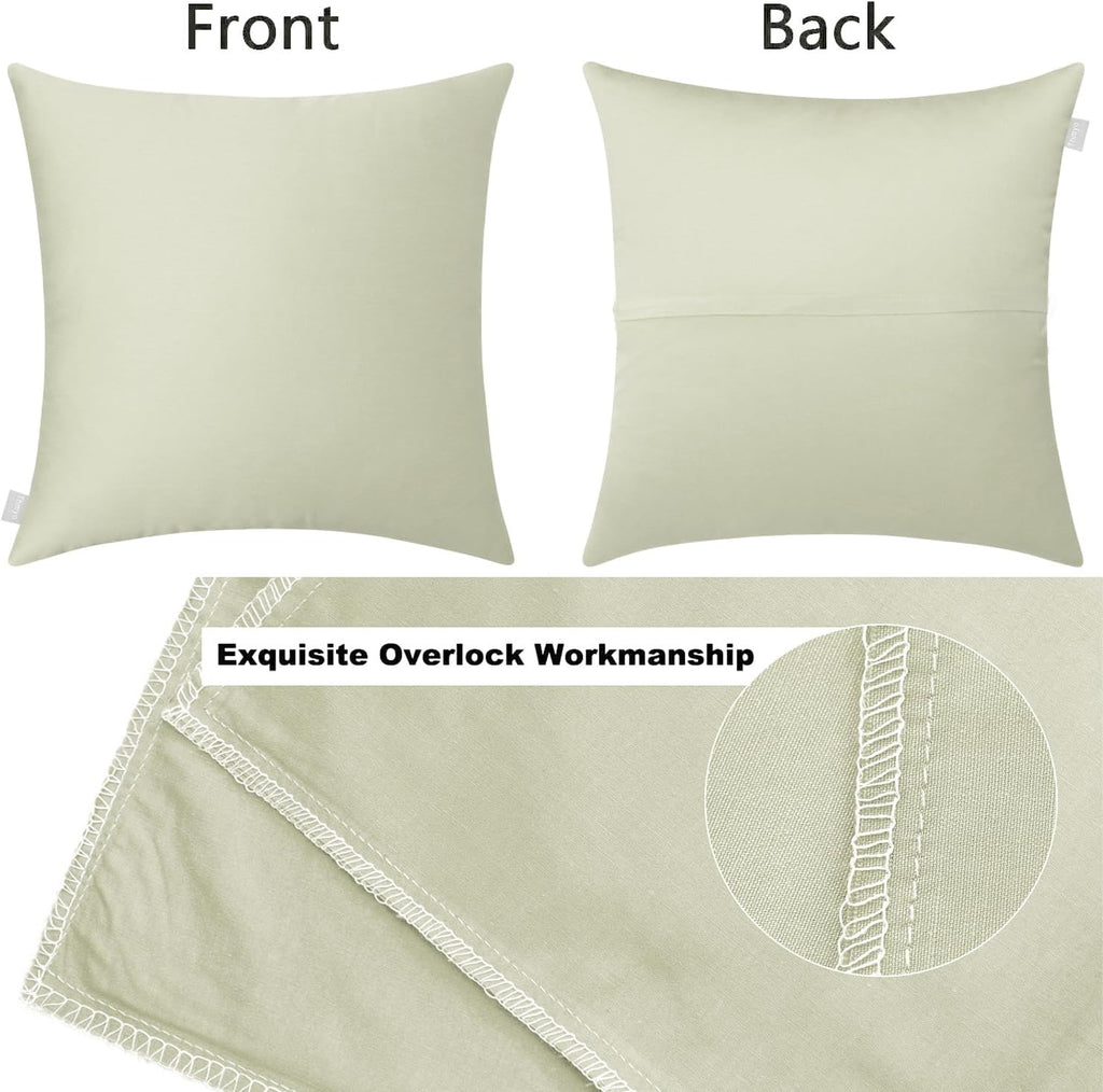 Thmyo 4-Pack 100% Cotton Comfortable Solid Decorative Throw Pillow Case Square Cushion Cover Pillowcase Sublimation Blank Pillow Covers DIY Throw Pillowcase for Sofa(18x18inch/45x45cm,Beige)