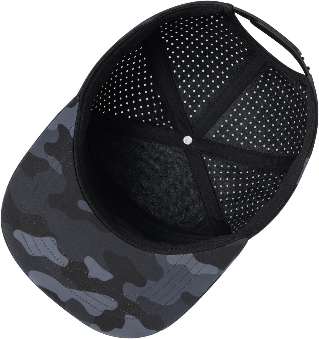 FEINION Men Laser Mesh Flat Brim Snapback Baseball Cap