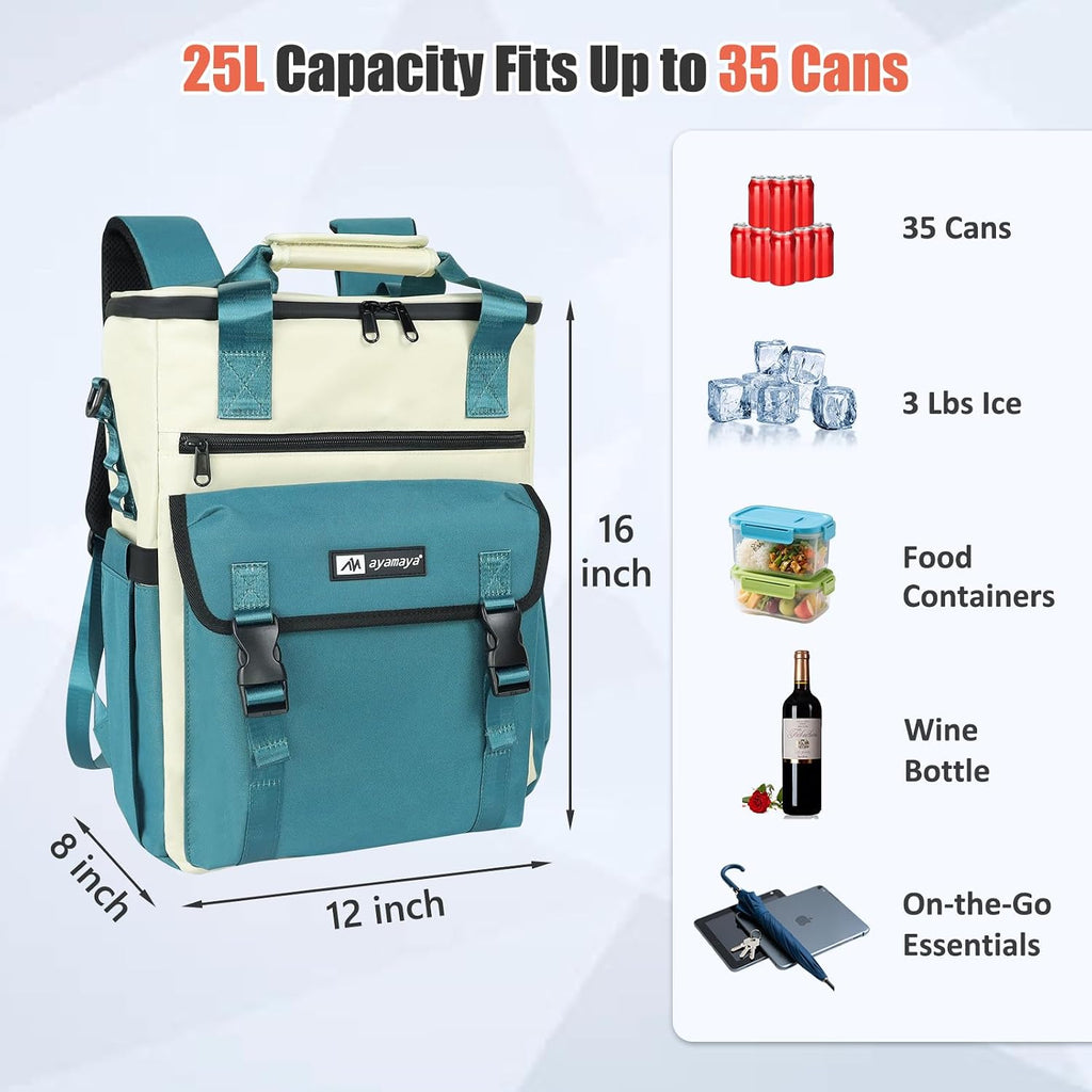 AYAMAYA Backpack Cooler for Women, Stylish 35 Cans Leakproof Camping Cooler