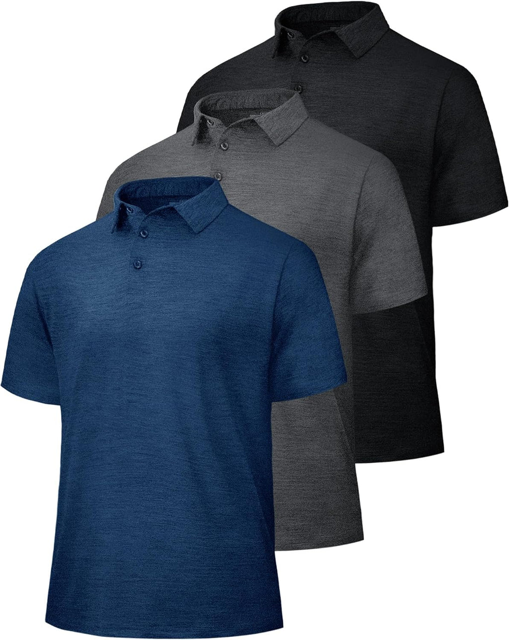 BOOJO 5 Pack Polo Shirts for Men - Quick Dry Moisture Wicking Performance Short Sleeve Mens Golf Shirts for Work Athletic
