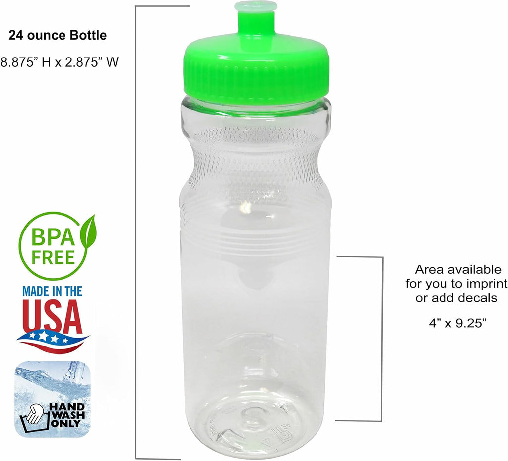 Rolling Sands 24 Ounce BPA-Free Plastic Water Bottles, Set of 10, Made in USA
