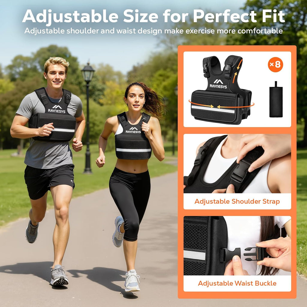 Adjustable Weighted Vest for Women, 1-20LBS Weight Vests with Adjustable Shoulder Strap, 8 Ironsand, Large Pocket, Reflective Strip, Weighted Vest Men and Women for Workout, Strength Training