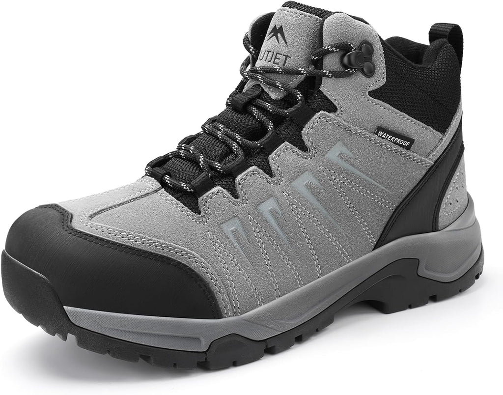 Men's Waterproof Hiking Boots Lightweight Leather Mid Ankle Outdoor Trail Trekking shoes