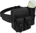DOB SECHS Hiking Waist Bag with Detachable Water Bottle Holder and Adjustable Waist Belt Oxford Fanny Pack for Men Women Causal Belt Bag for Travel Outdoor Fishing Running Hiking Hunting,Black