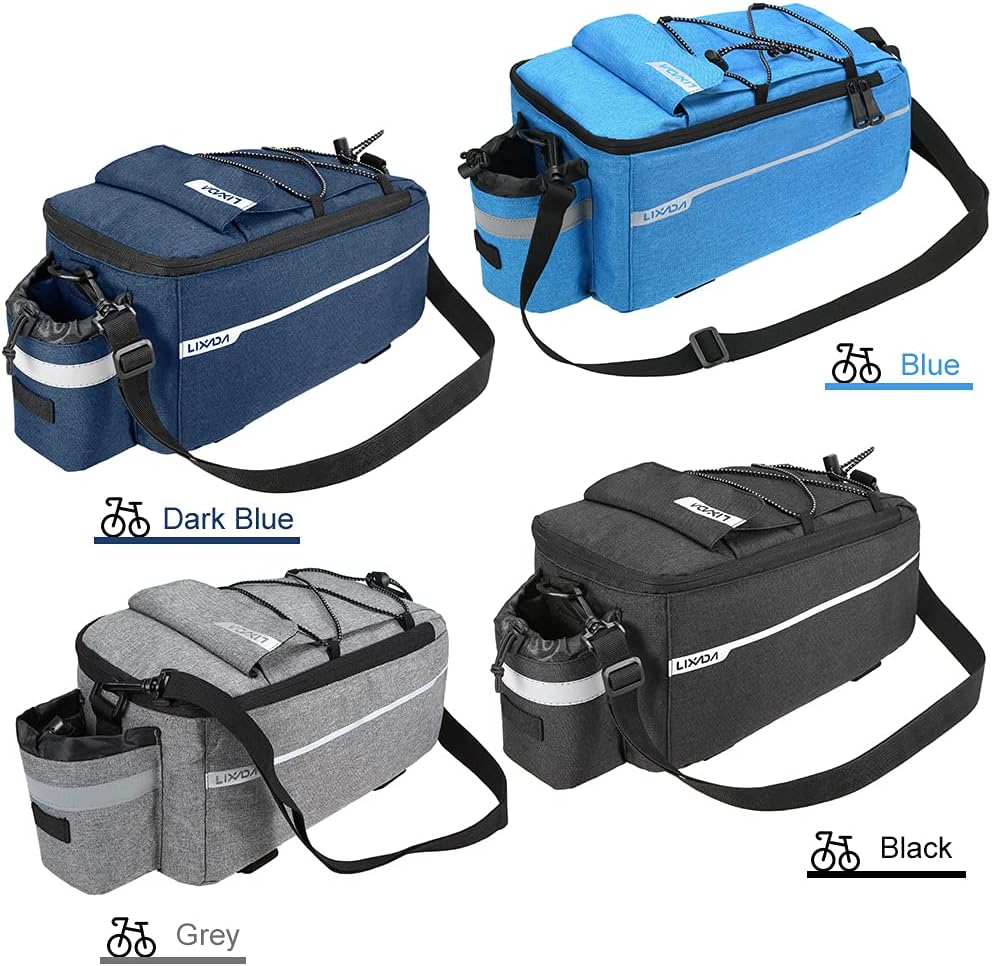 Lixada Bike Panniers Bike Trunk Bag Insulated Bag for Warm/Cool Items, Bicycle Rear Rack Storage Luggage Bicycle Seat Multifunctional Insulated Trunk Cooler Bag Shoulder Bag 11.4 6.3 6.7in