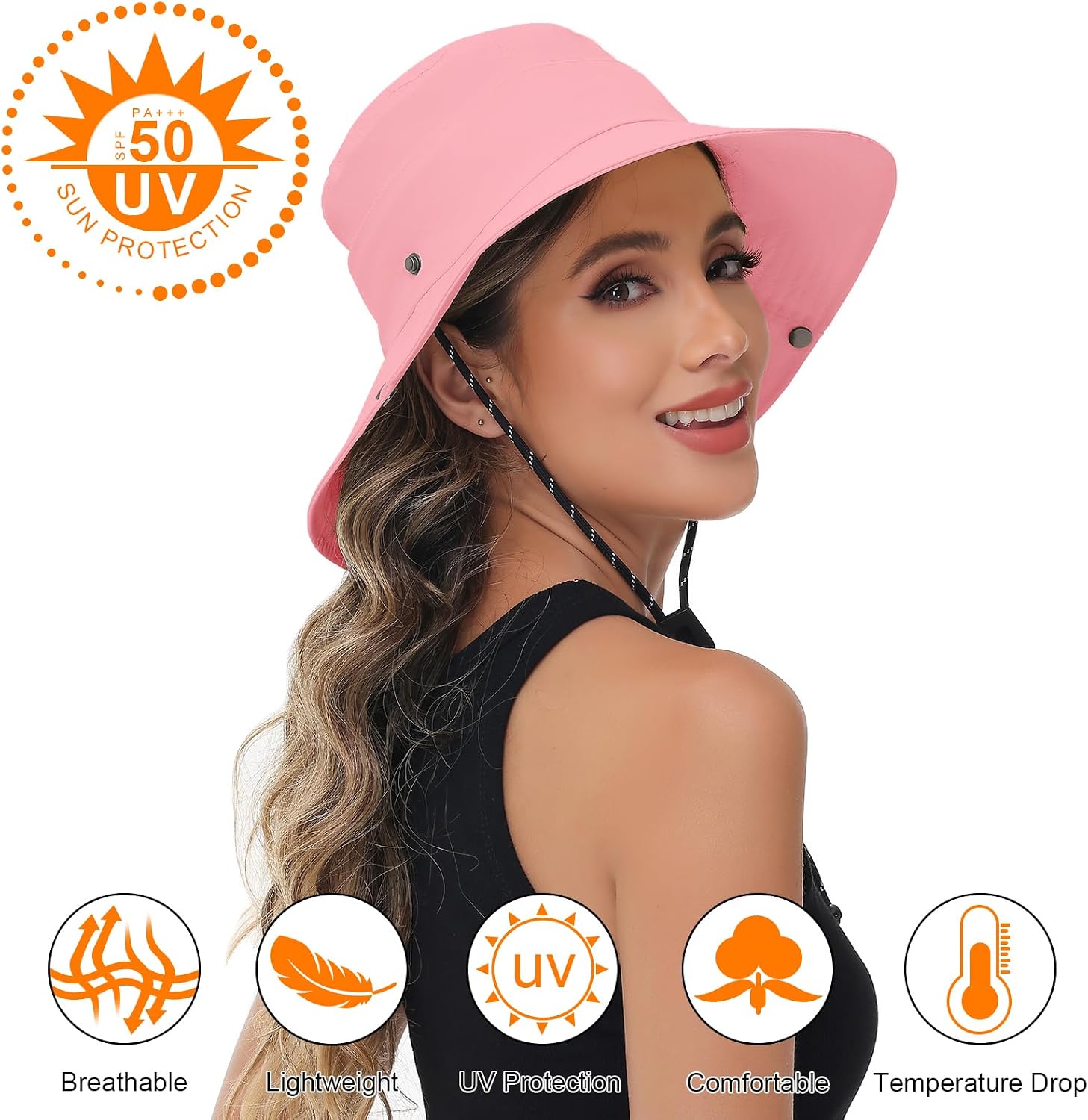 Sun Hats for Women Bucket Hat UV Protection Fishing Hat Wide Brim Safari Hats 2 in 1 Zip-Off Sun Visor Hats UPF 50+