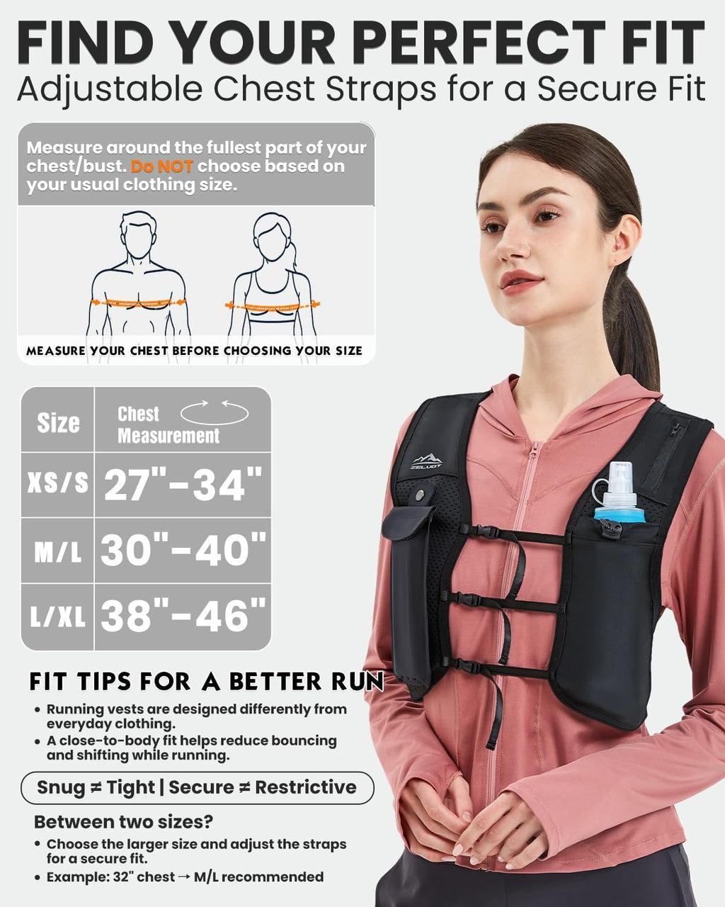 Zelvot Running Vest for Women Men, Touchscreen Phone Pocket