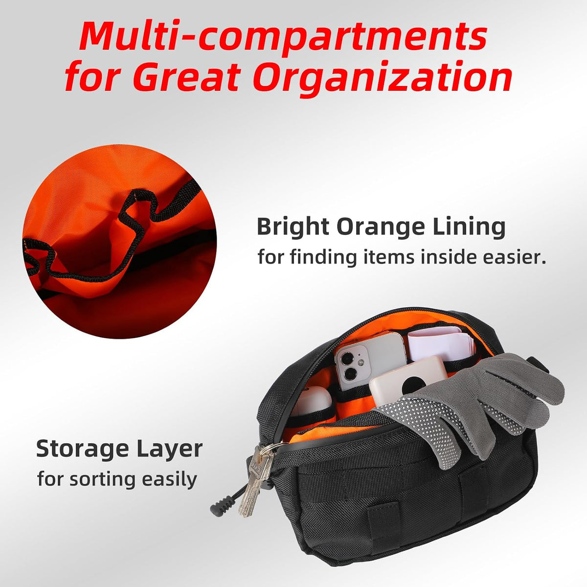 Universal Motorcycle Handlebar Bag, Motorcycle Bag Handlebar Tool Bag Fit for Front Fork Handle Bar Sissy Bar Motorbike Dirt Bike Bicycle Snowmobile Quad ATV