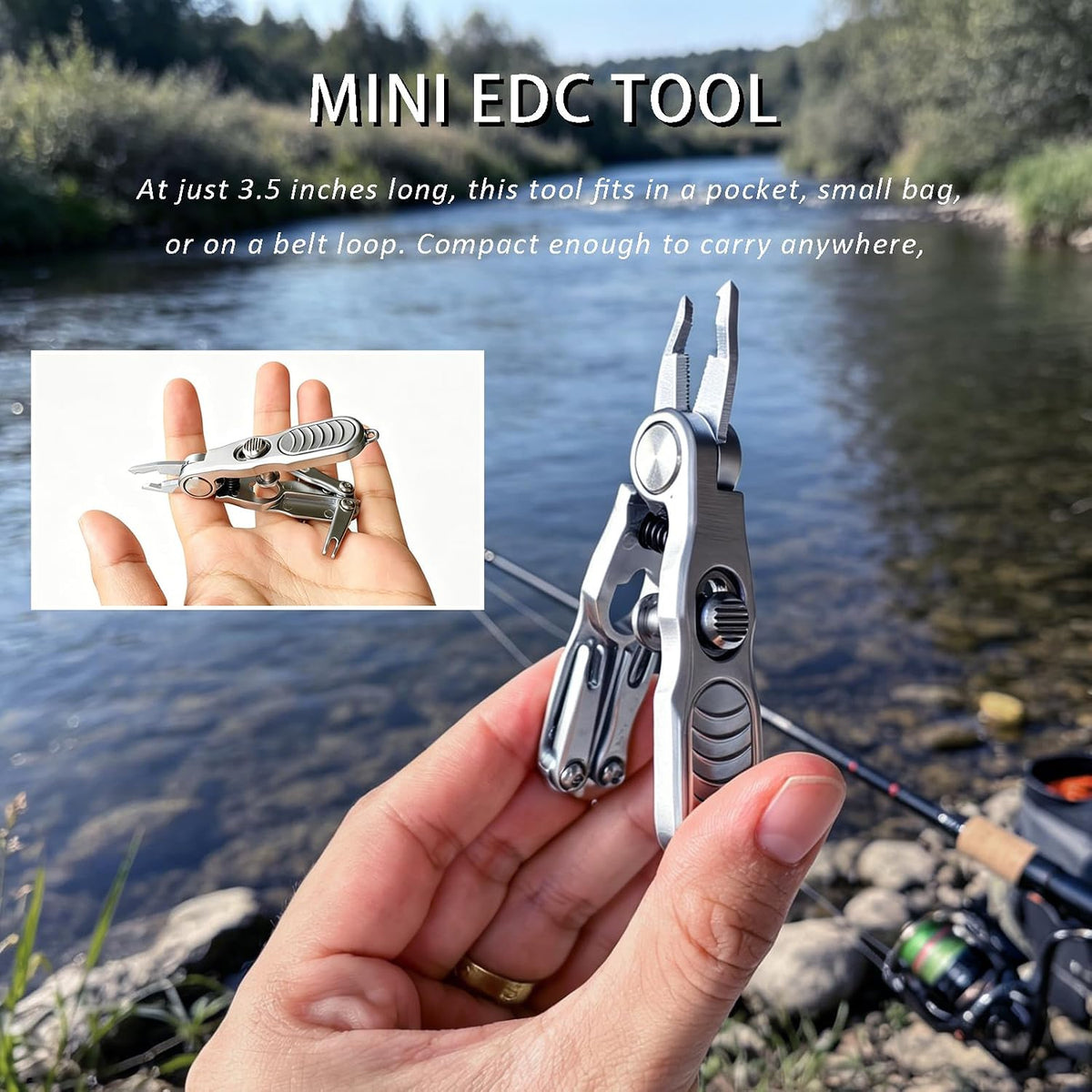 Mini Fishing Pliers, Pocket Tool with Braid Cutter & Coiled Lanyard