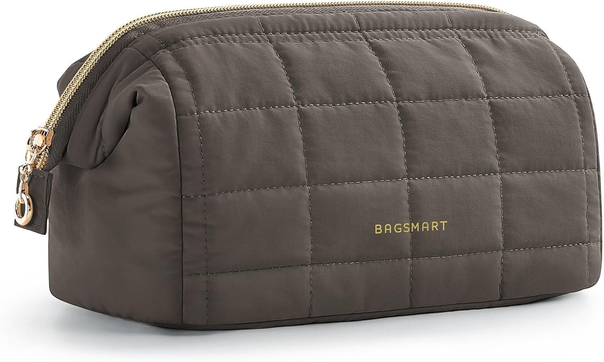 BAGSMART Makeup Bag Travel Toiletry Bag, Wide-open Zipper Pouch, Navy Blue