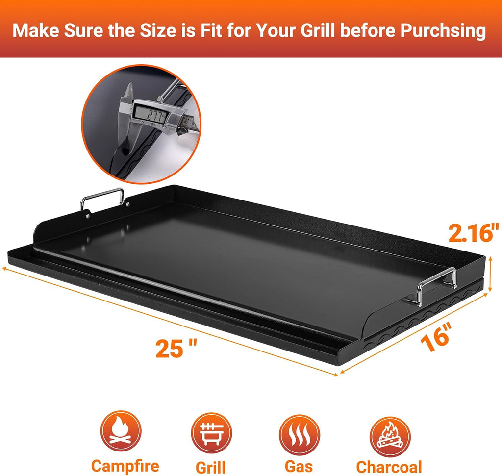 Skyflame Nonstick Griddle Top for Gas Grill, 25"x16"