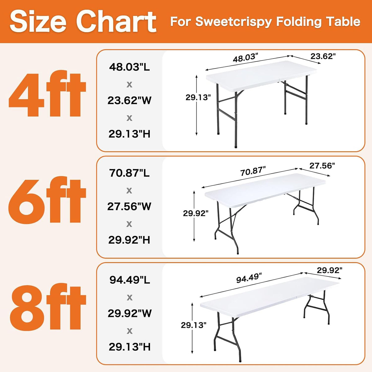 Sweetcrispy 4 FT Folding Picnic Table, Easy to Fold and Store