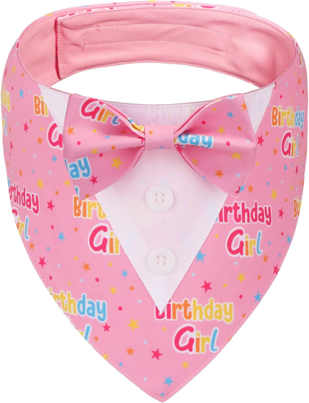 ADOGGYGO Birthday Dog Bandana with Bowtie, Pink Girl Dog Tuxedo, Large