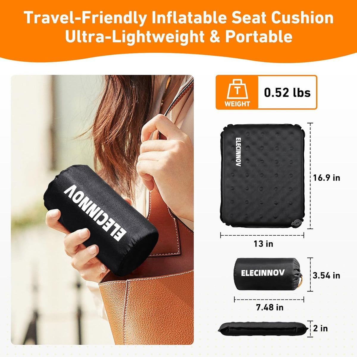 Inflatable Seat Cushion, Self Inflating Compact Stadium Seat Cushion