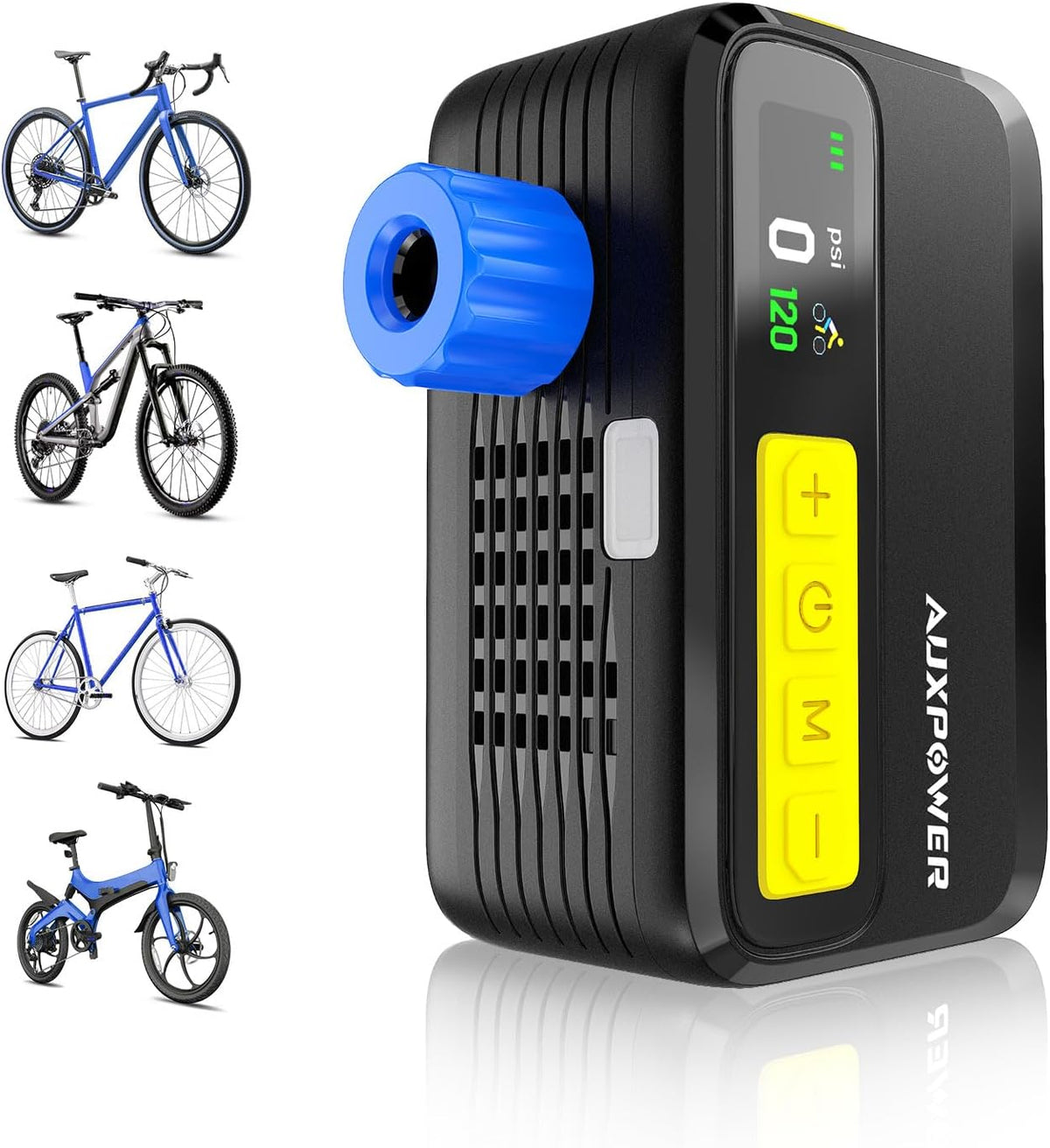 Auxpower 2026 New Electric Bike Pump with Gauge 120PSI Bicycle Pump