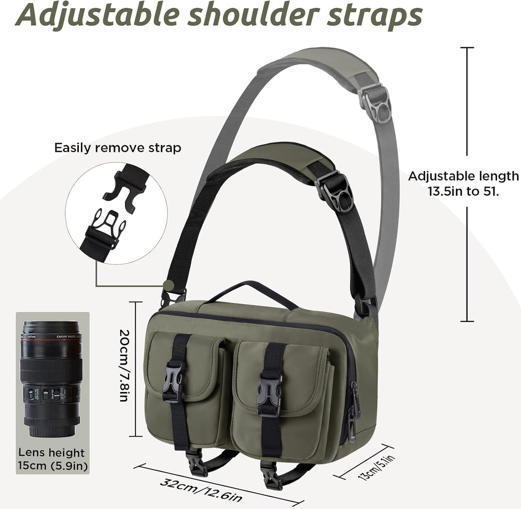 TAAOKA Camera Sling Bag,DSLR Camera Bag with Tripod Holder,Waterproof Camera Shoulder Crossbody Bag for Photographers(Green)
