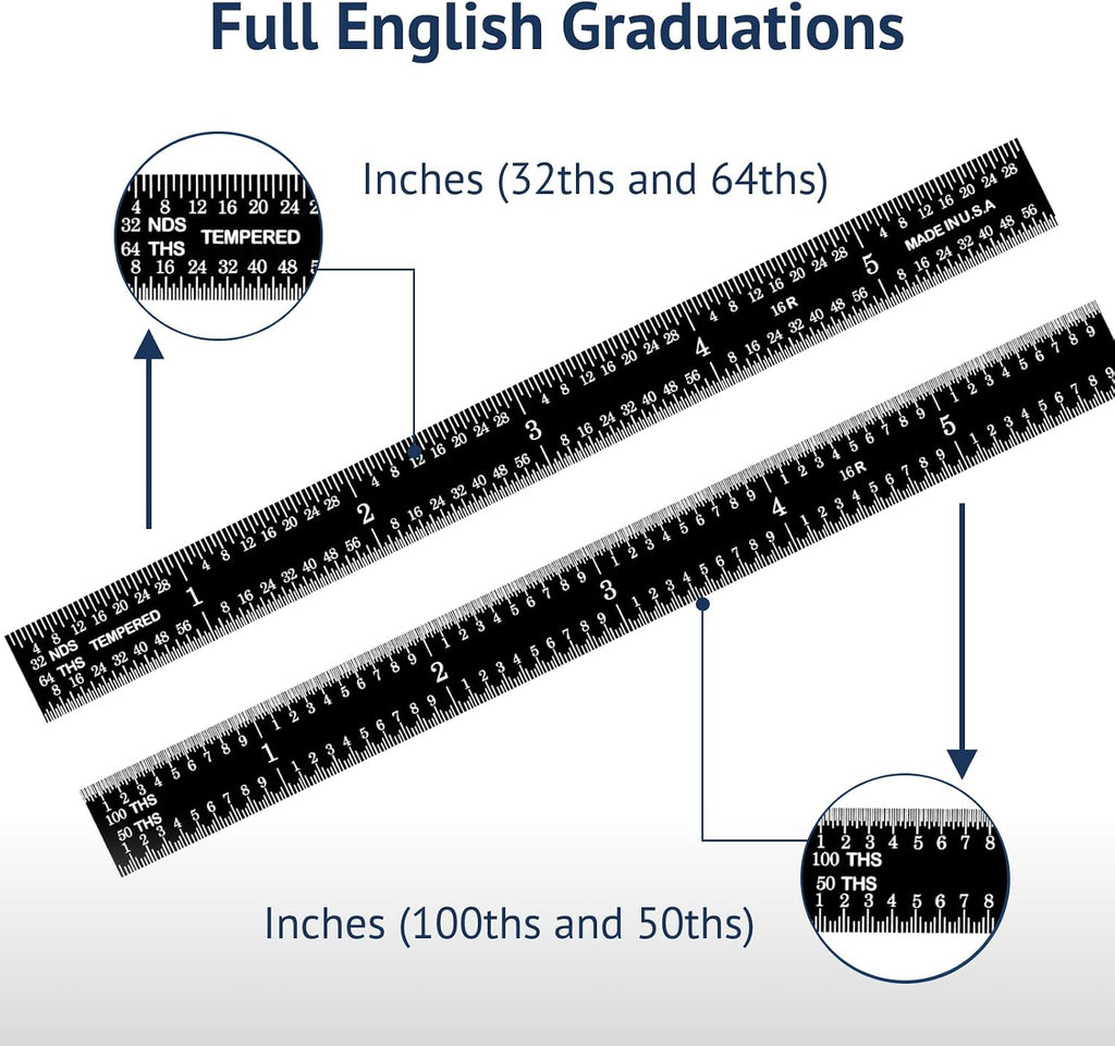 PEC Tools Made in USA 6 Inch Metal Ruler