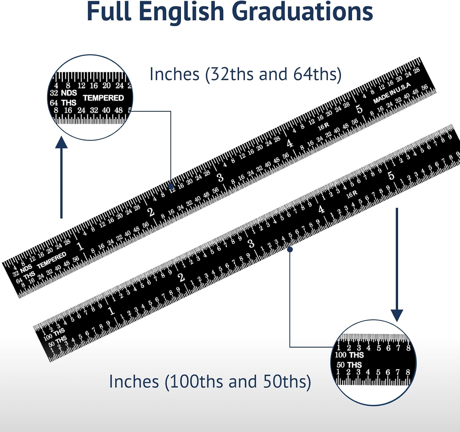PEC Tools Made in USA 6 Inch Metal Ruler