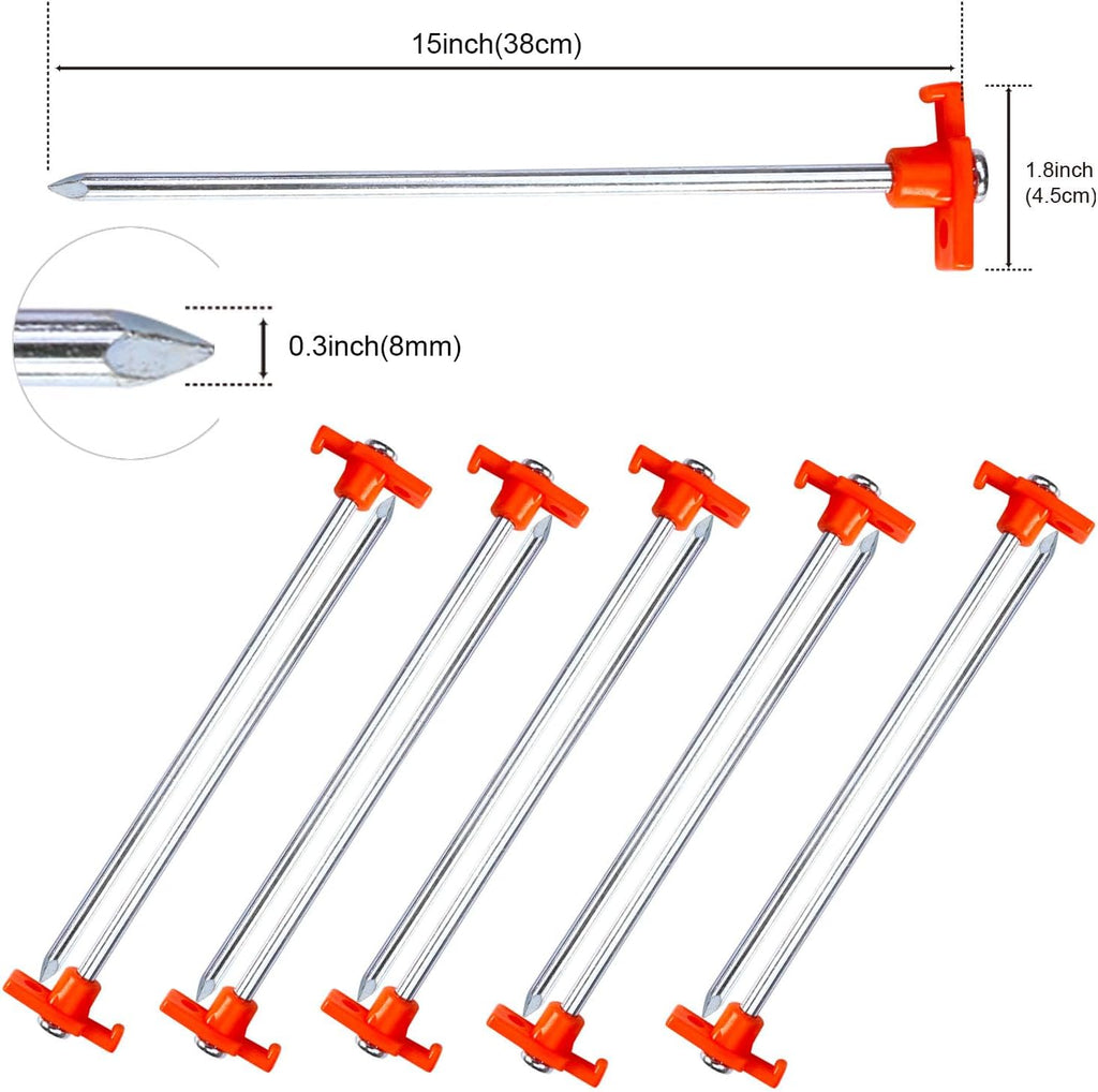 ABCCANOPY Tent Stakes 11" 10 Pcs Non-Rust Metal Ground Anchors Orange