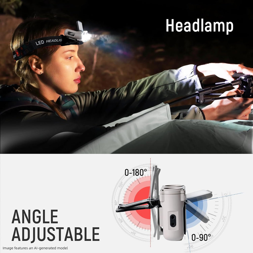 Hopedone 2-in-1 Rechargeable Headlamp & Hat Light, 800LM Clip-On Cap Light