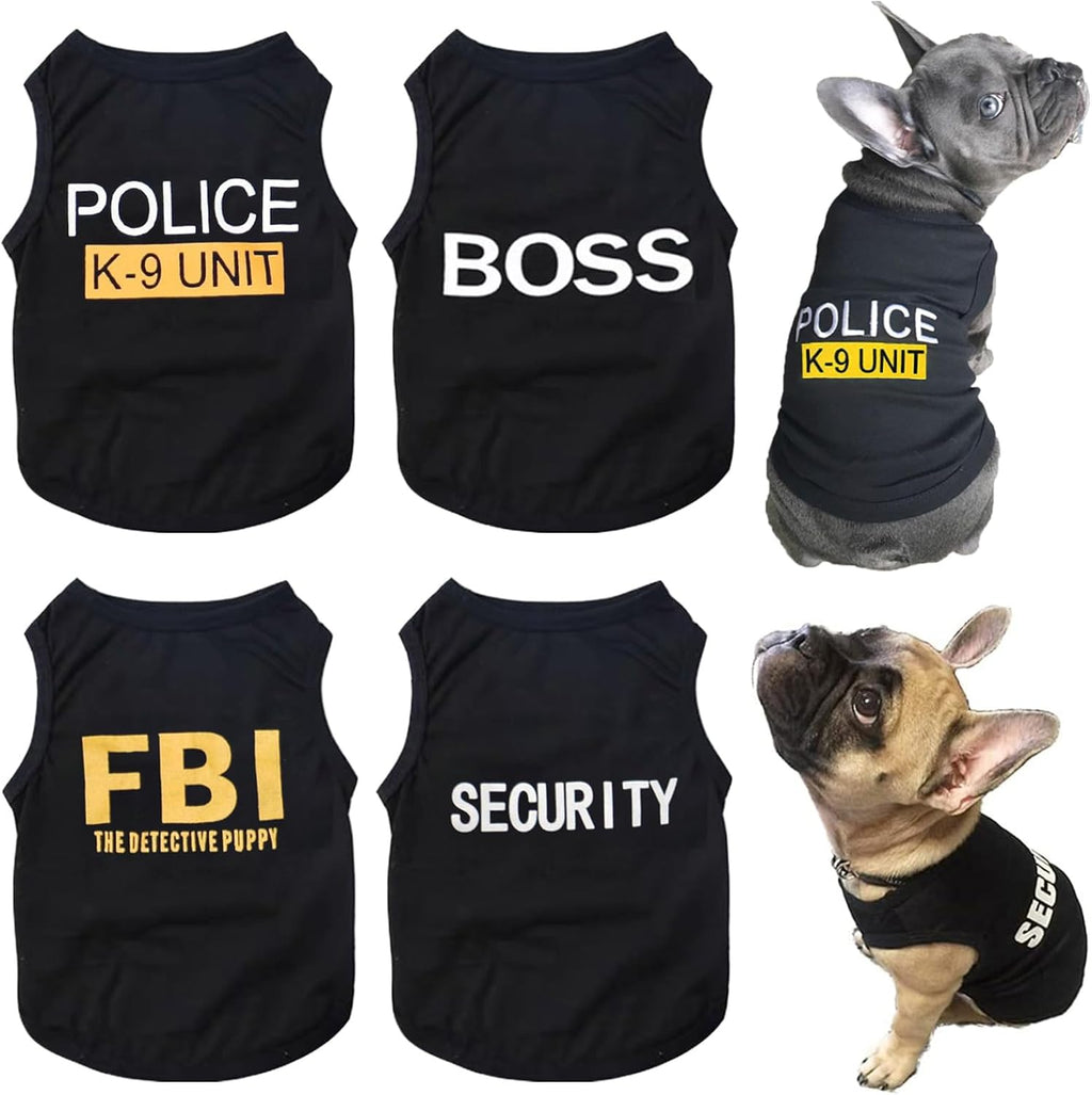Dog Shirt 4 Pack Pet Clothes K9 Security Boss FBI Vest Costume for Cosplay