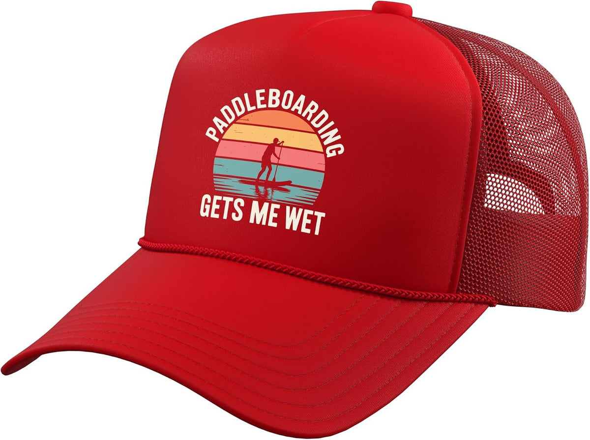 Paddleboard Art for Men Women Paddleboarding Paddle Board Trucker Hat with Adjustable Mesh Back