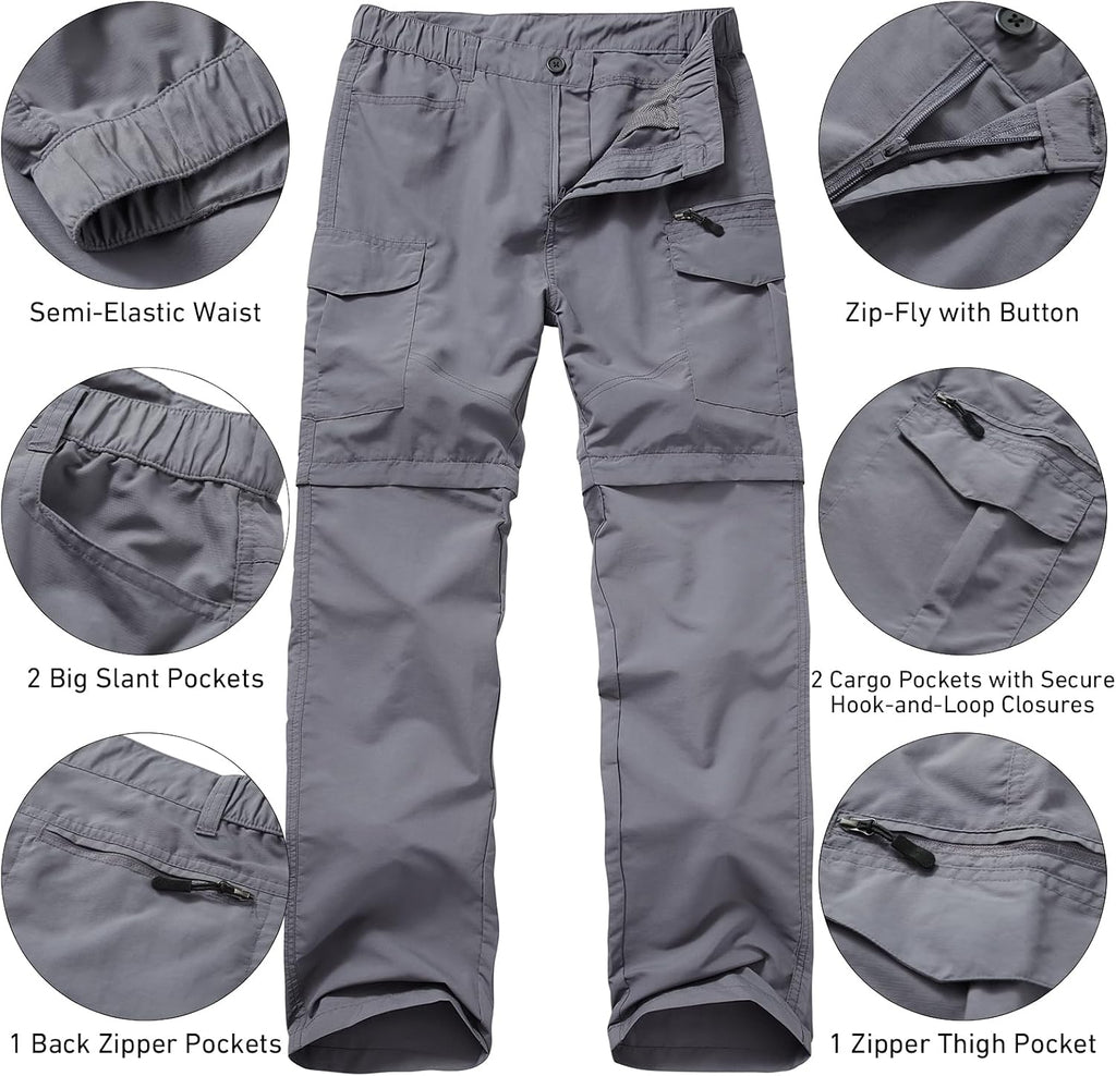 mixtiq Mens Hiking Convertible Pants Water-Resistant Quick Dry Pants