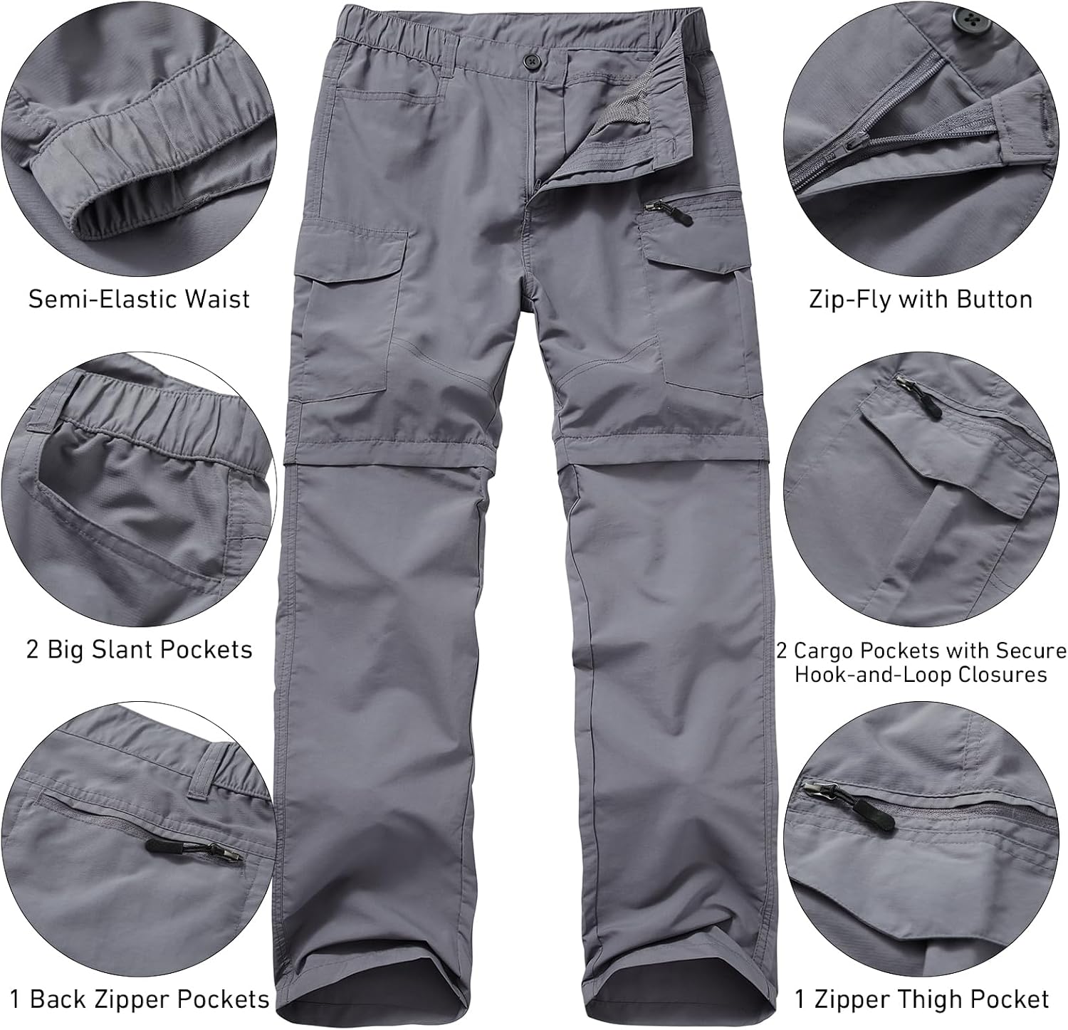 mixtiq Mens Hiking Convertible Pants Water-Resistant Quick Dry Pants