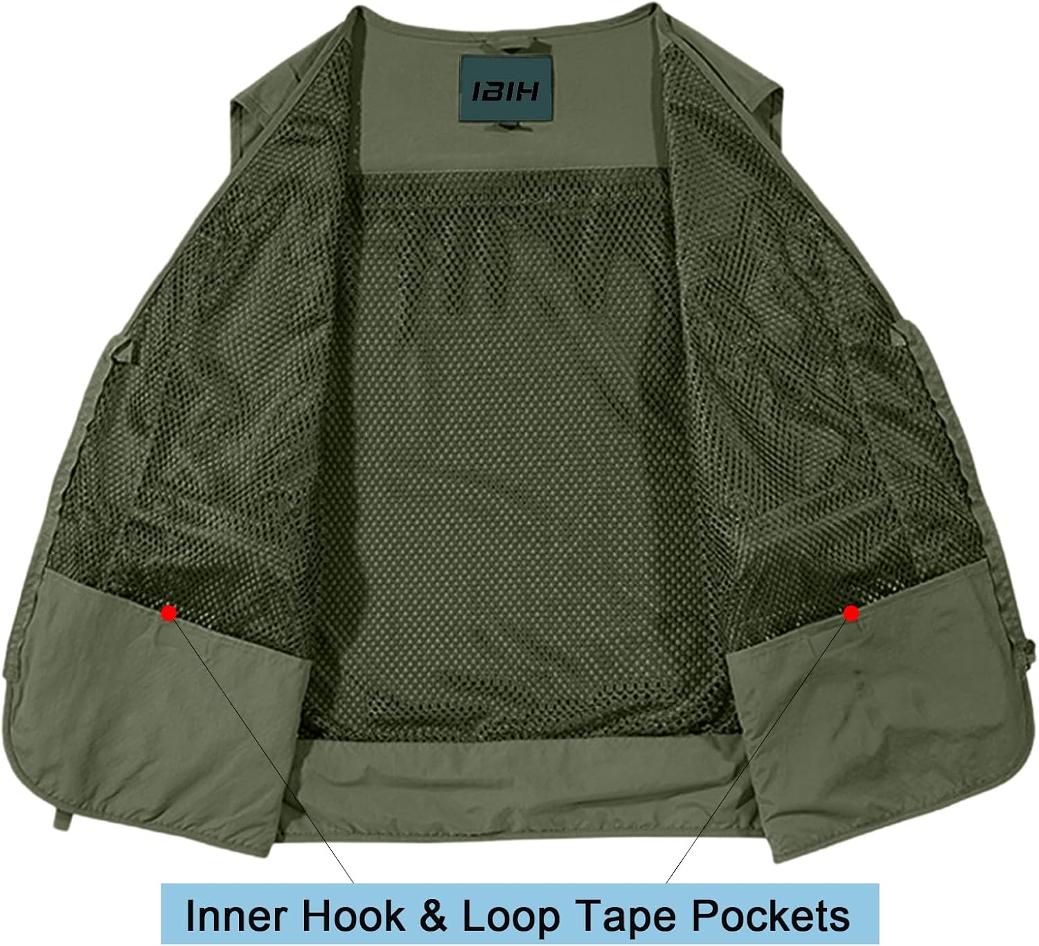 Mens Outdoor Vest Breathable Quick-Dry Fishing Vest Camping Hiking Lightweight Vest with Multi-Pocket