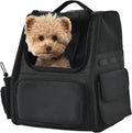 Amazon Basics Pet Backpack for Cats & Small Dogs, Collapsible Travel Carrier with Ventilated Mesh, Removable Pad, and Safety Leash, Black