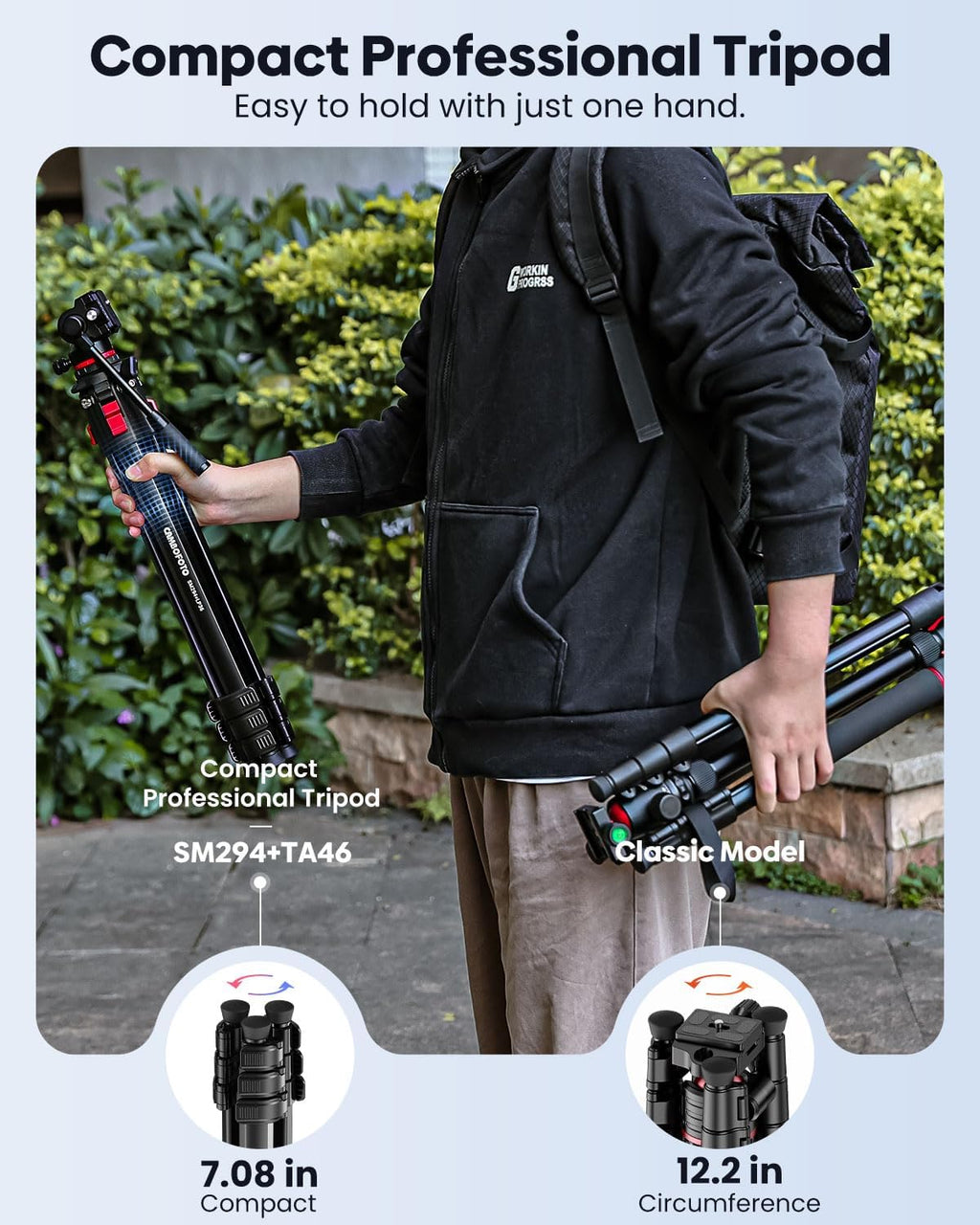 CAMBOFOTO 68" Heavy Duty Tripod, Video Tripod with Fluid Head