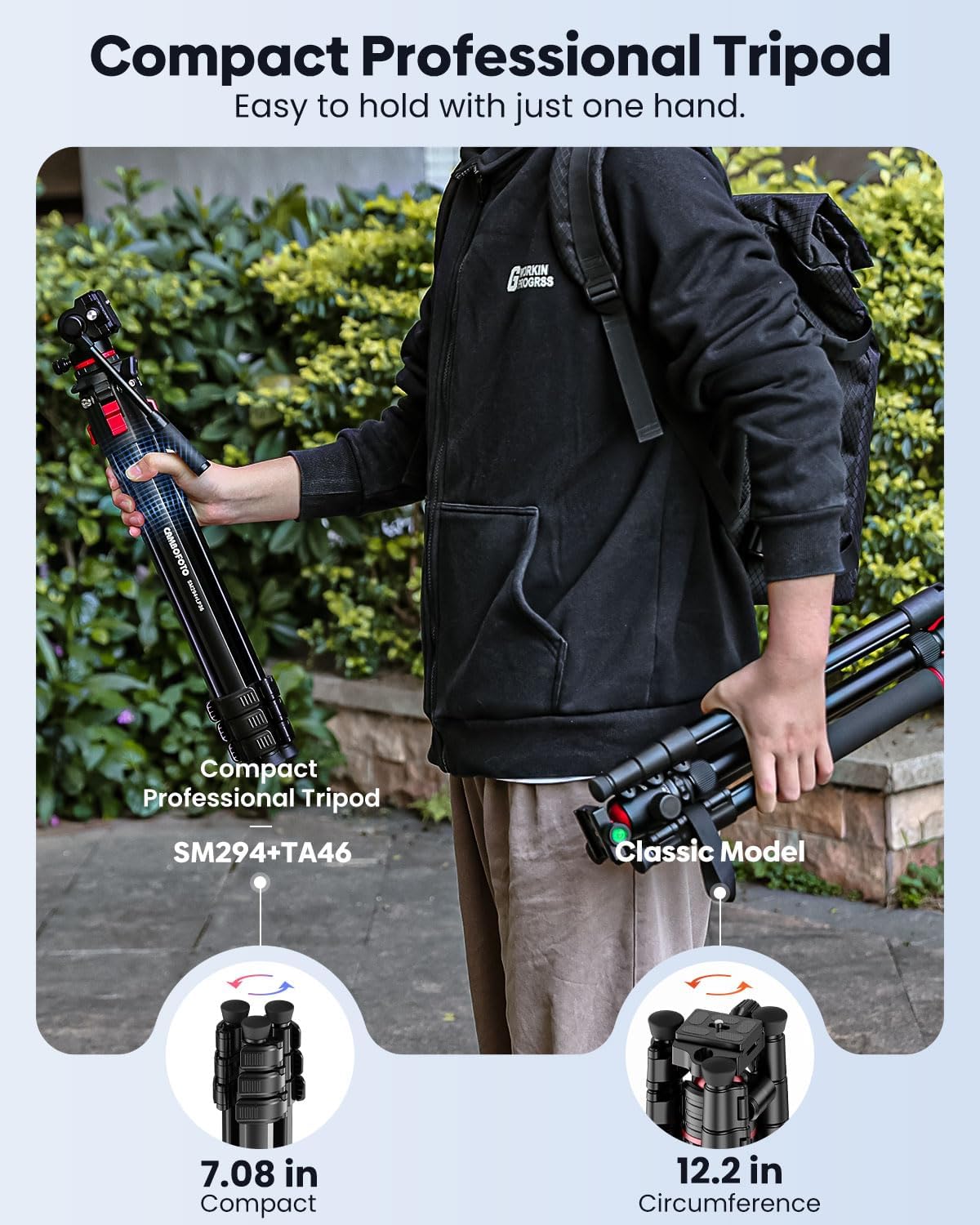 CAMBOFOTO 68" Heavy Duty Tripod, Video Tripod with Fluid Head