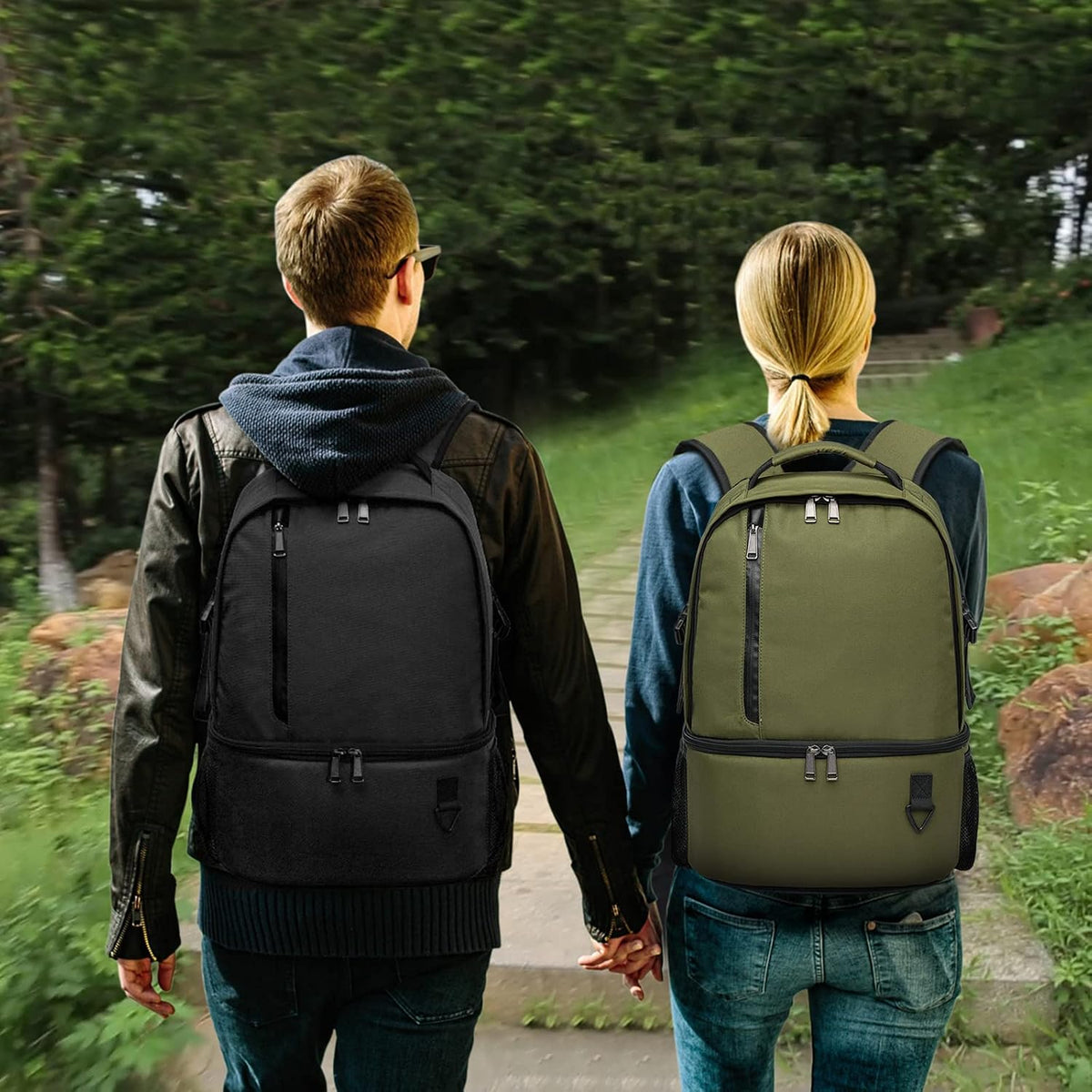TUGUAN Dual Compartment Cooler Backpack Insulated 16Cans Lunch Box Backpack
