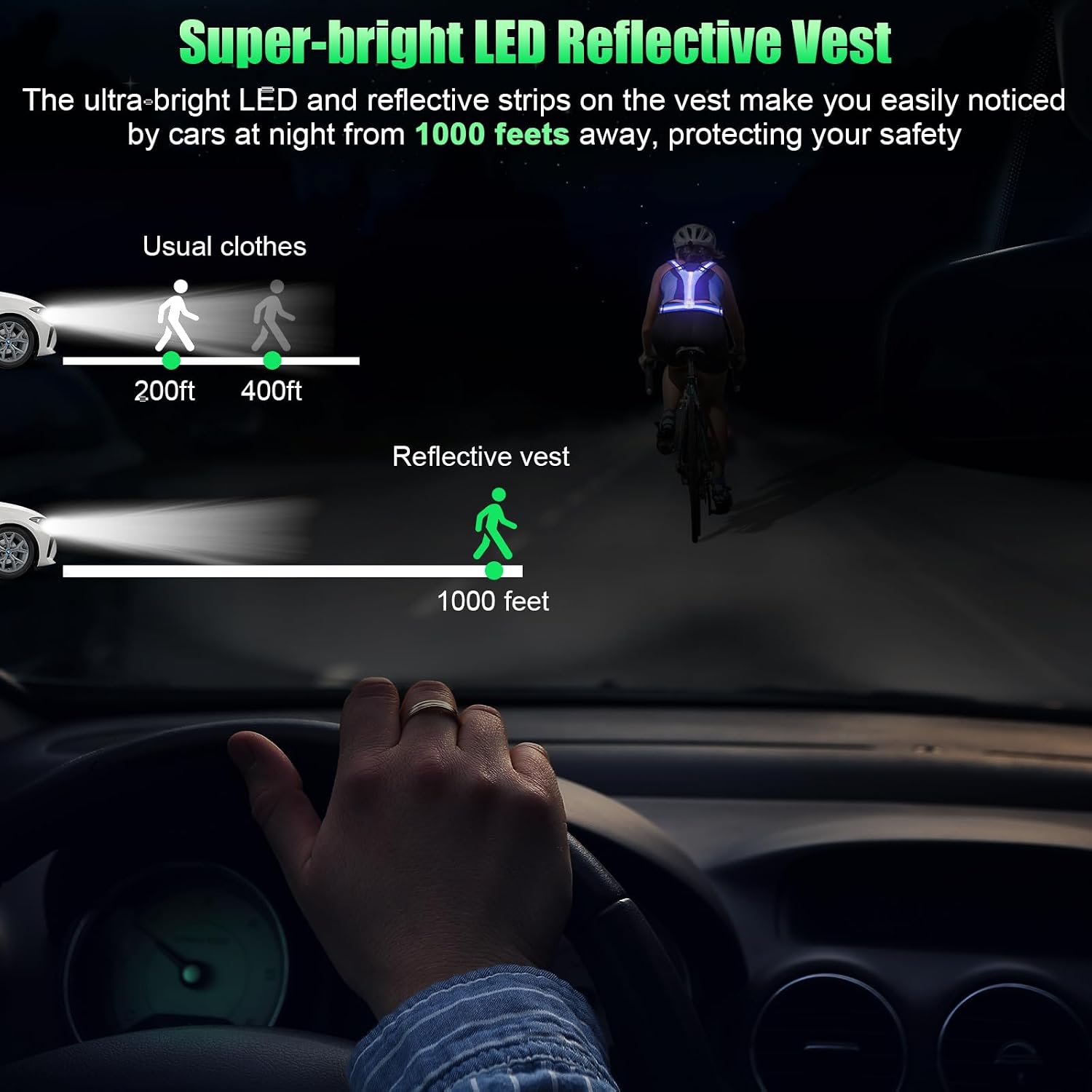 LED Reflective Vest Running Gear 5 Colors Light Up Reflective Running Vest