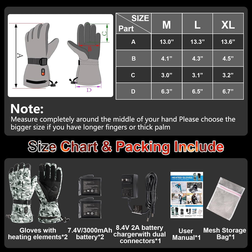 Rechargeable Heated Gloves for Men Women Hand Warmers Winter Ski Gloves