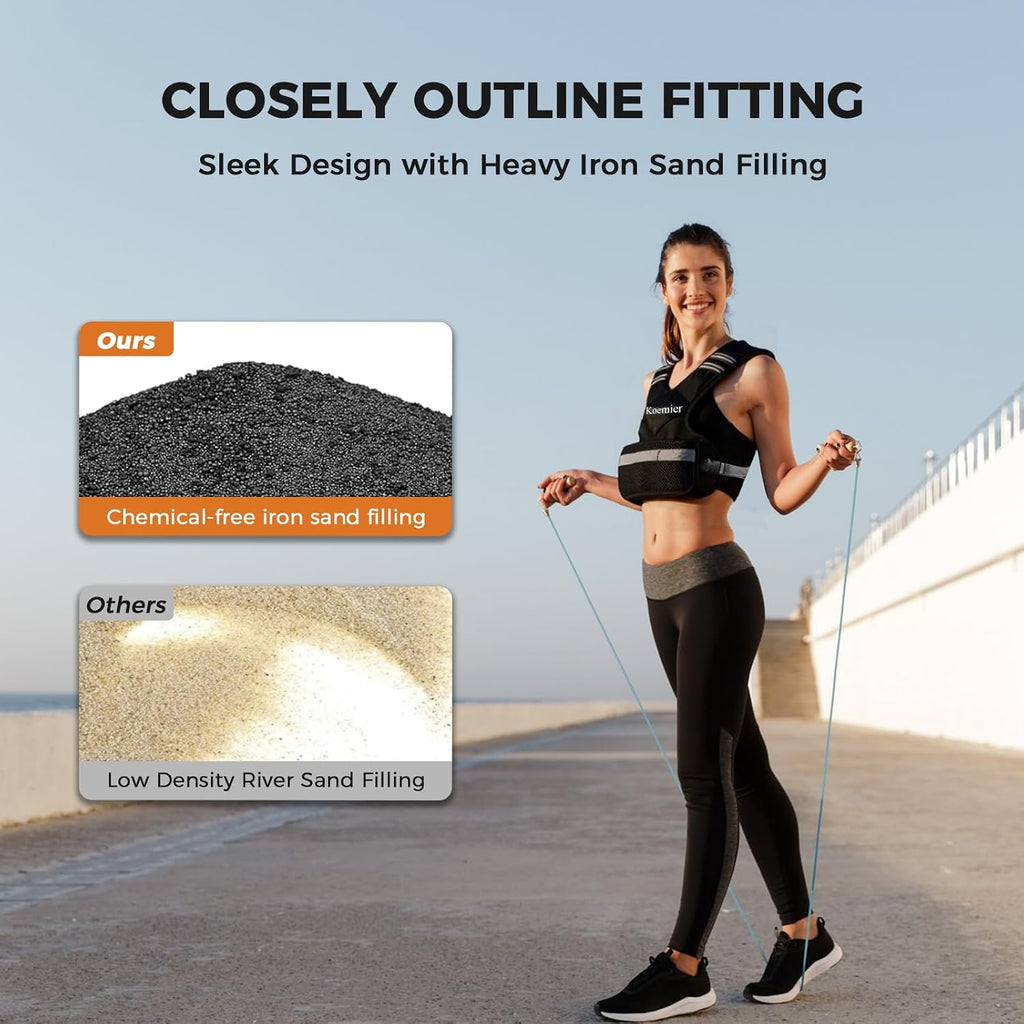 Adjustable Weighted Vest for Men and Women,4-10lb/11-20lb Vest with 6 Ironsand Weights,with Reflective Stripe,for Strength Training, Running, Fitness, Walking