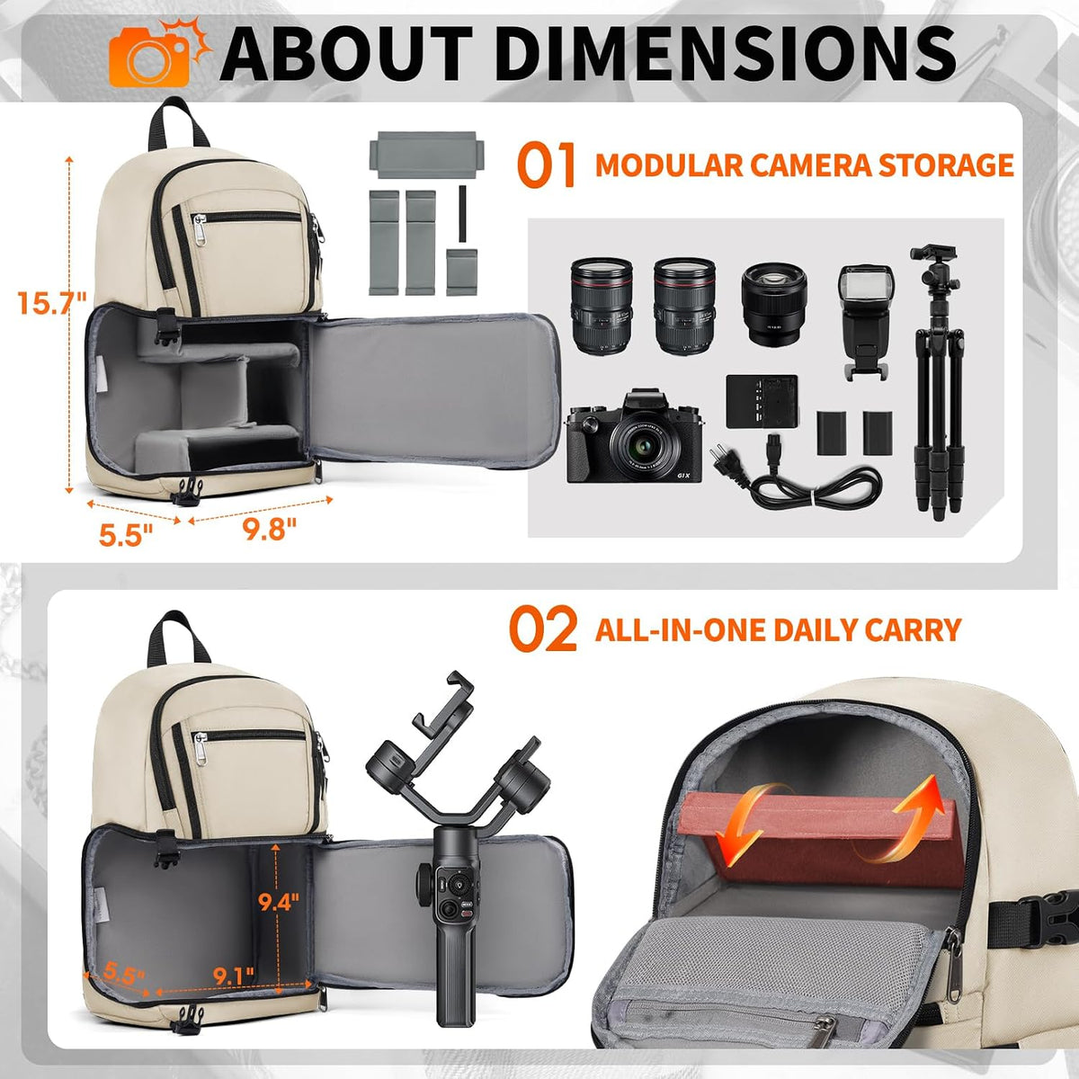 RAINSMORE Camera Sling Bag, Small Dslr/Mirrorless Camera Bag & Case