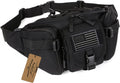 ArcEnCiel Tactical Fanny Pack for Men Women Waist Bag Hip Belt Outdoor Hiking Fishing Bumbag with Patch (Black)
