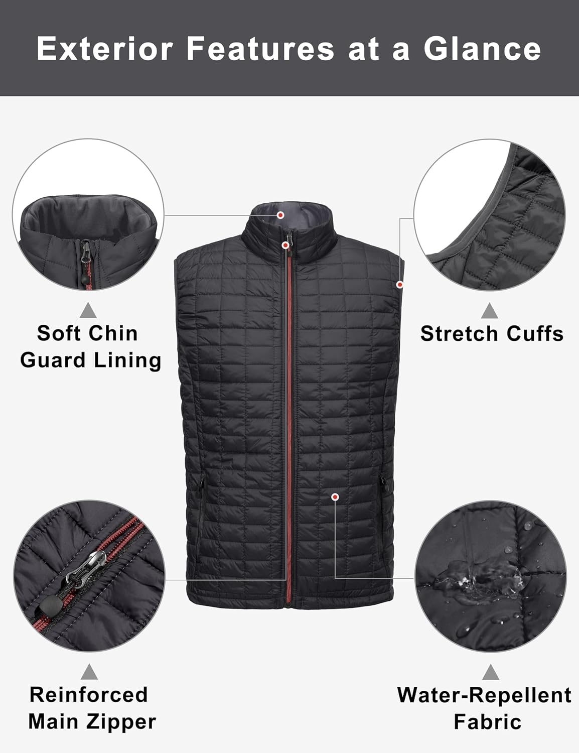 Little Donkey Andy Men's Puffer Vest, Lightweight Warm Sleeveless Jacket for Hiking Travel Golf