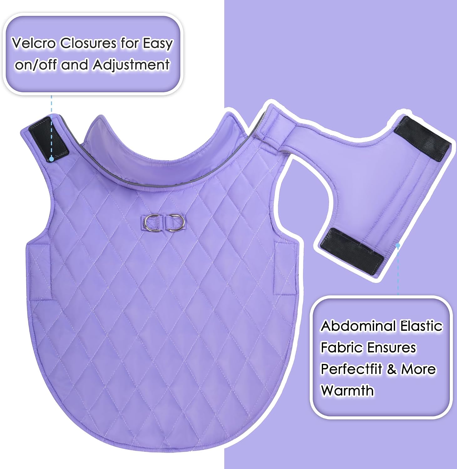 Mile High Life Dog Warm Coat, Small Dog Winter Jacket Windproof Water Resistant Cold Weather Coats Cozy Snow Jacket Vest for Puppies (Purple, Medium Chest 17.3")