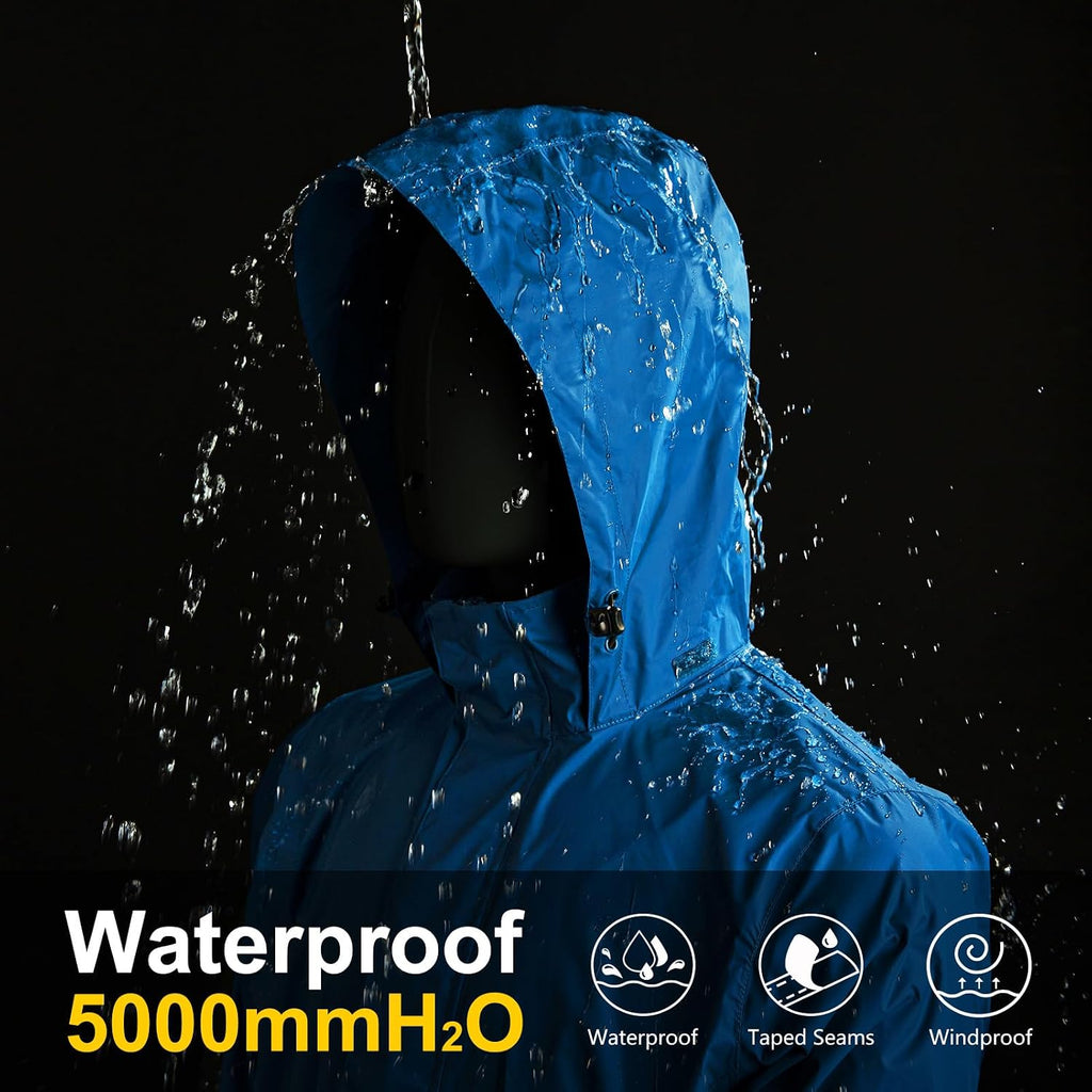 33,000ft Men's Packable Rain Jacket Lightweight Waterproof Golf Raincoat